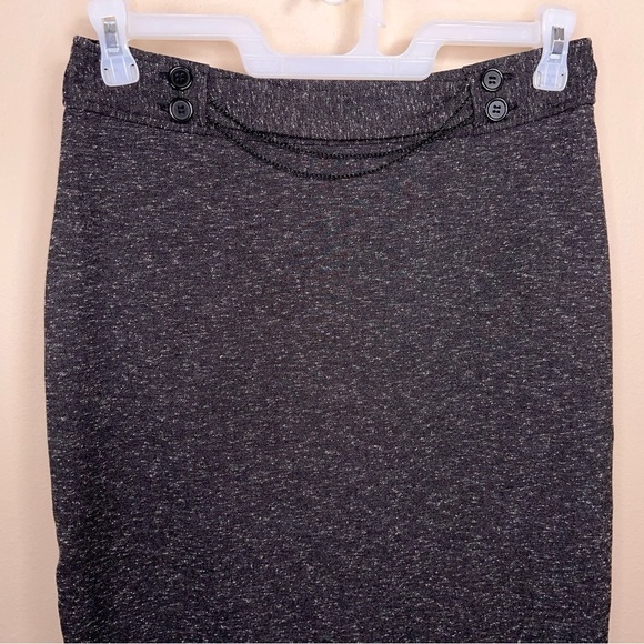 SIZE 6 WORTHINGTON DARK GREY TWEED SKIRT LINED CHAIN ACCENT ACADEMIA - Picture 4 of 12